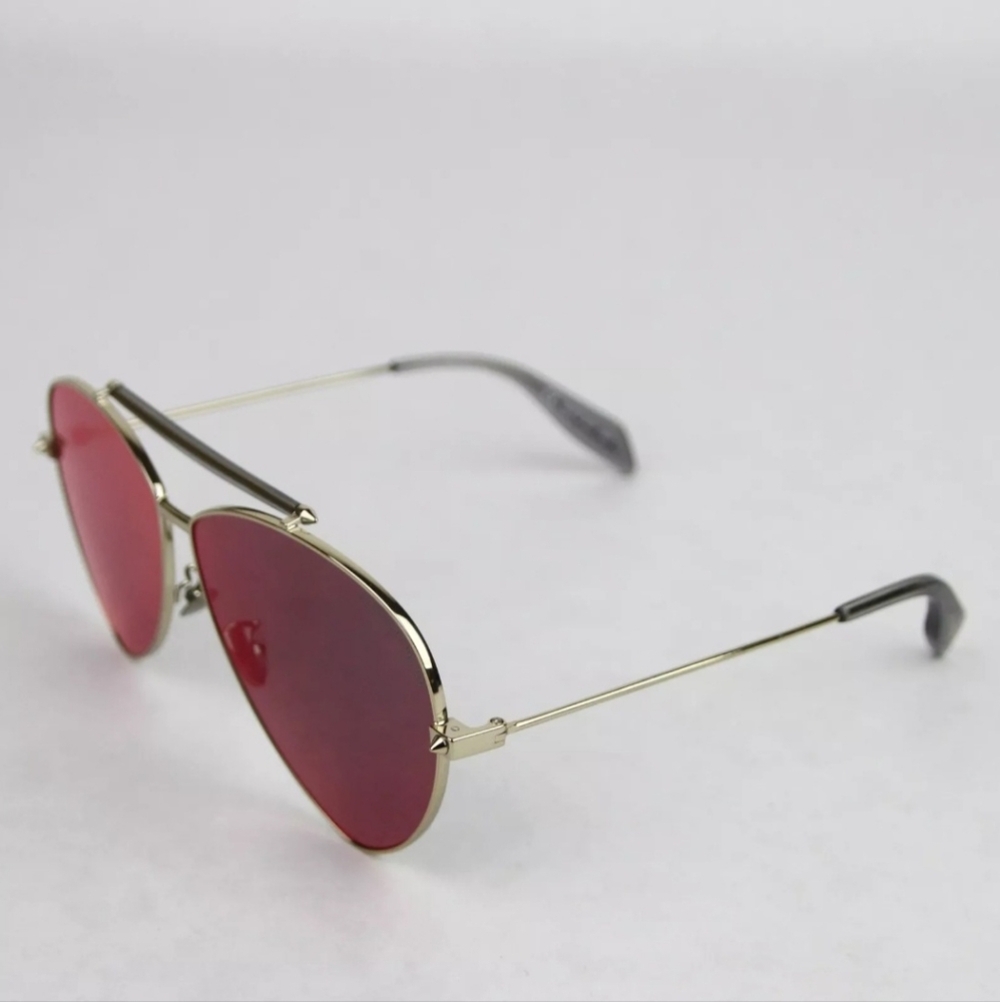 ALEXANDER MCQUEEN Blue Reflective Aviator Sunglasses, NWT - Picture 5 of 7